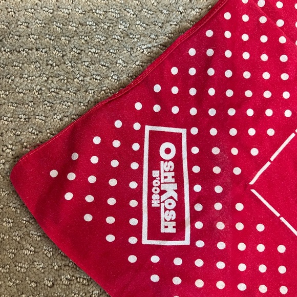 Vintage 60s Oshkosh B’Gosh red w/ white polka dot handkerchief Union Made 18x20” - Picture 3 of 4